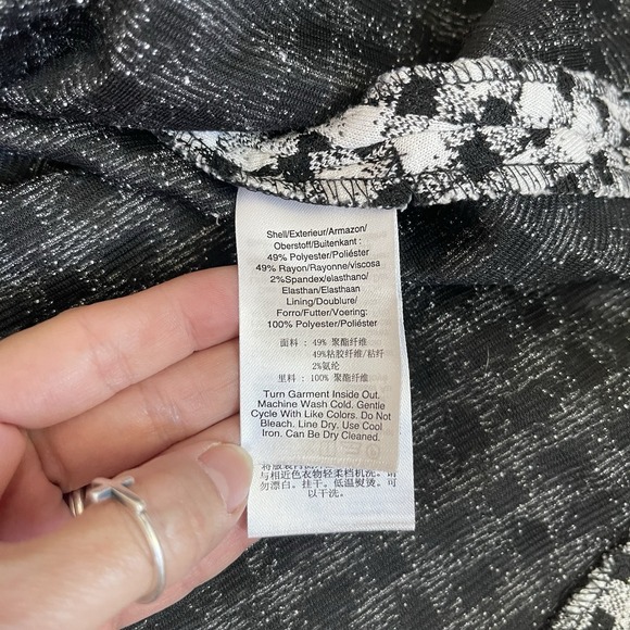 DKNY Women's Size 2 Black White Gingham Short Sleeve Fit And Flare Dress Stretch - Picture 8 of 9